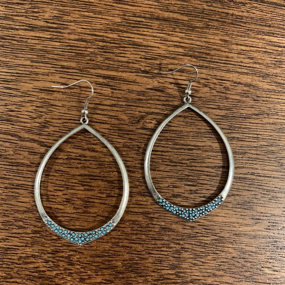Turquoise Dotted Teardrop Earrings
